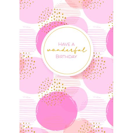 Have a Wonderful Birthday Pink Spots - Fødselsdagskort & kuvert