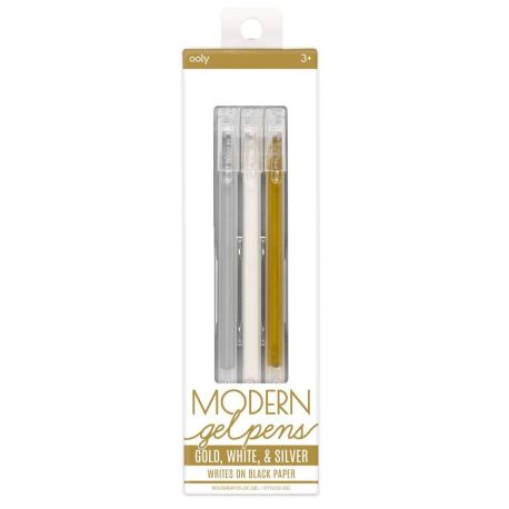 Modern Gel Pens - Guld, sølv & hvid - Ooly