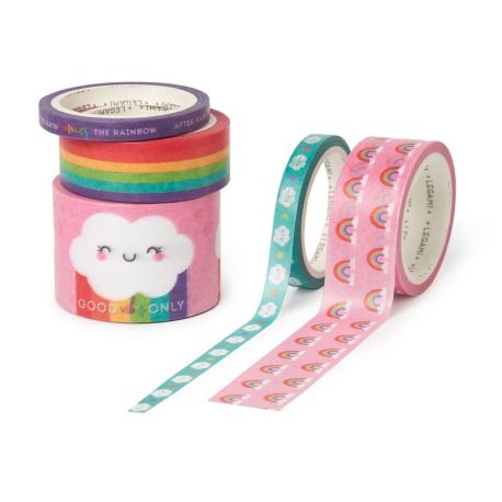 Regnbue & sky - 5 ruller Washi papirtape