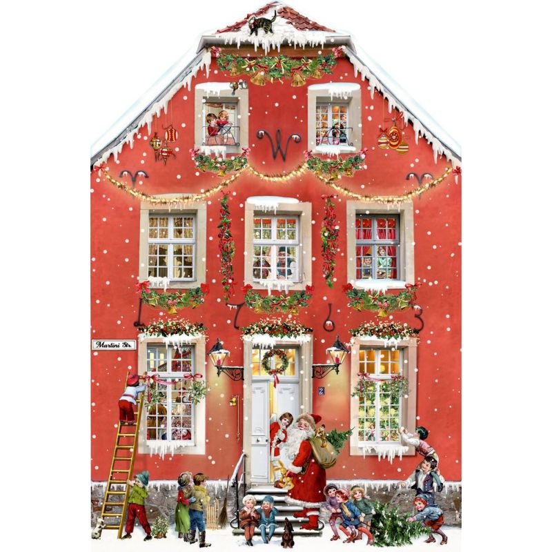 Jul I Det Røde Hus - Julekalender Der Kan Foldes Ud (45x30 Cm)