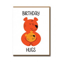 Birthday Hugs Bjørn - Fødselsdagskort & kuvert