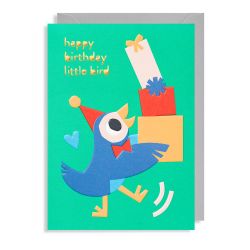 Fugl med gaver - Fødselsdagskort & kuvert - Lagom