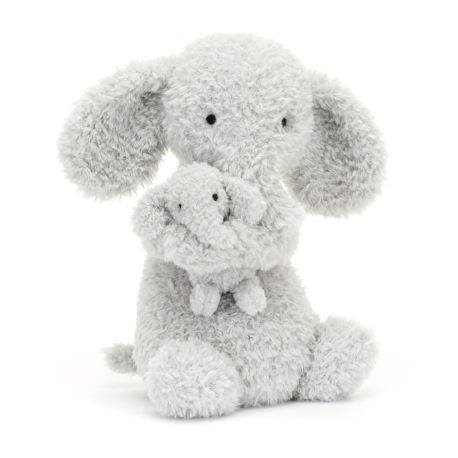 Huddles grå elefant med baby - Bamse 26 cm - Jellycat