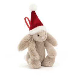 Kanin med nissehue - Bashful bamse til ophæng 13 cm - Jellycat