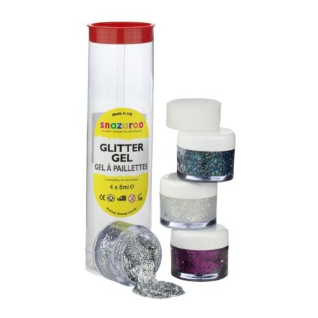 4 farver gel glitter til ansigt & krop - Snazaroo