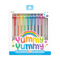 12 Yummy Yummy Gel Pens med glimmer & frugtduft - Ooly