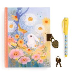 Kanin & fugl - Dagbog med lås & magisk pen