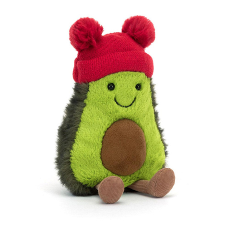 Avocado med rød hue - Amuseable Bamse 19 cm