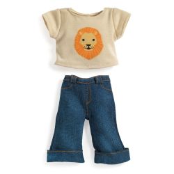 Løve t-shirt & jeans - Dukketøj (30-32 cm)