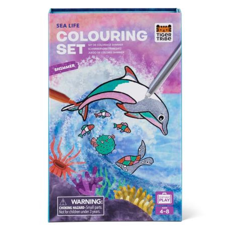 Sea Life - Maleblok 36 sider & 4 glimmer tuscher (4-8 år)