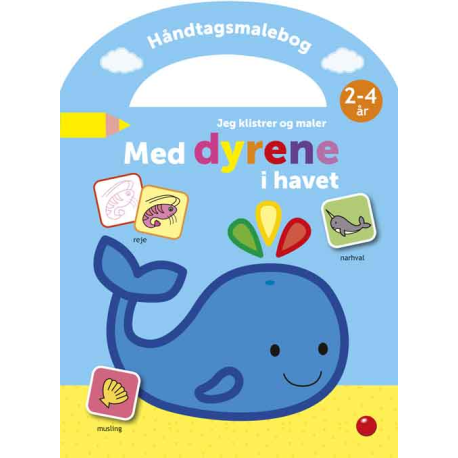 Med dyrene i havet - Malebog med klistermærker (2-4 år)