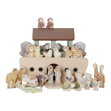 Noahs Ark i træ med 30 figurer